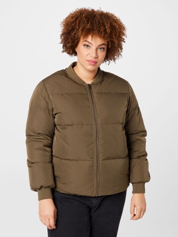 Selected Femme Curve Winterjas 'Dany' in Bruin: voorkant