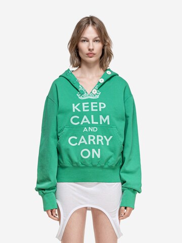 ENRAGE Sweatshirt 'RIPPED COLLAR HOODIE' i grøn