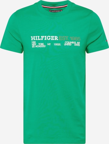 TOMMY HILFIGER Тениска в зелено: отпред