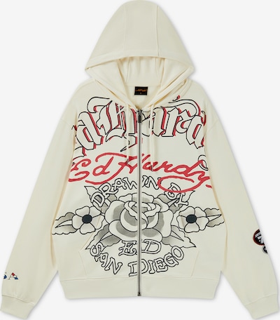 XS dydžio Džemperis 'Gothic Roses' iš Ed Hardy, spalva – nebalintos drobės spalva / pastelinė mėlyna / raudona / juoda, Prekių apžvalga
