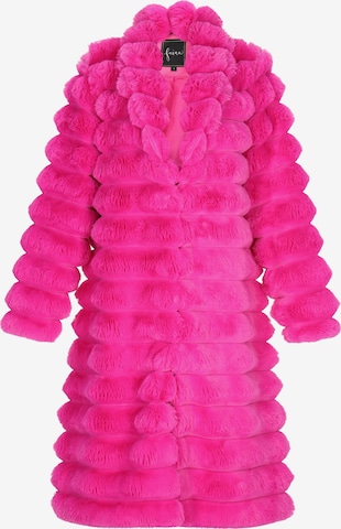 Manteau d’hiver faina en rose : devant