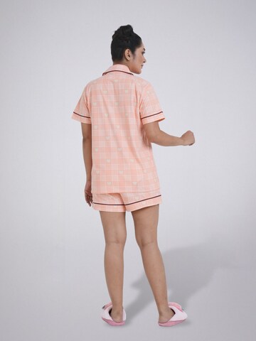 LEAFLETIC Korte pyjama 'Leafletic Women’s Check Night Wear Short Set for Women' in Oranje