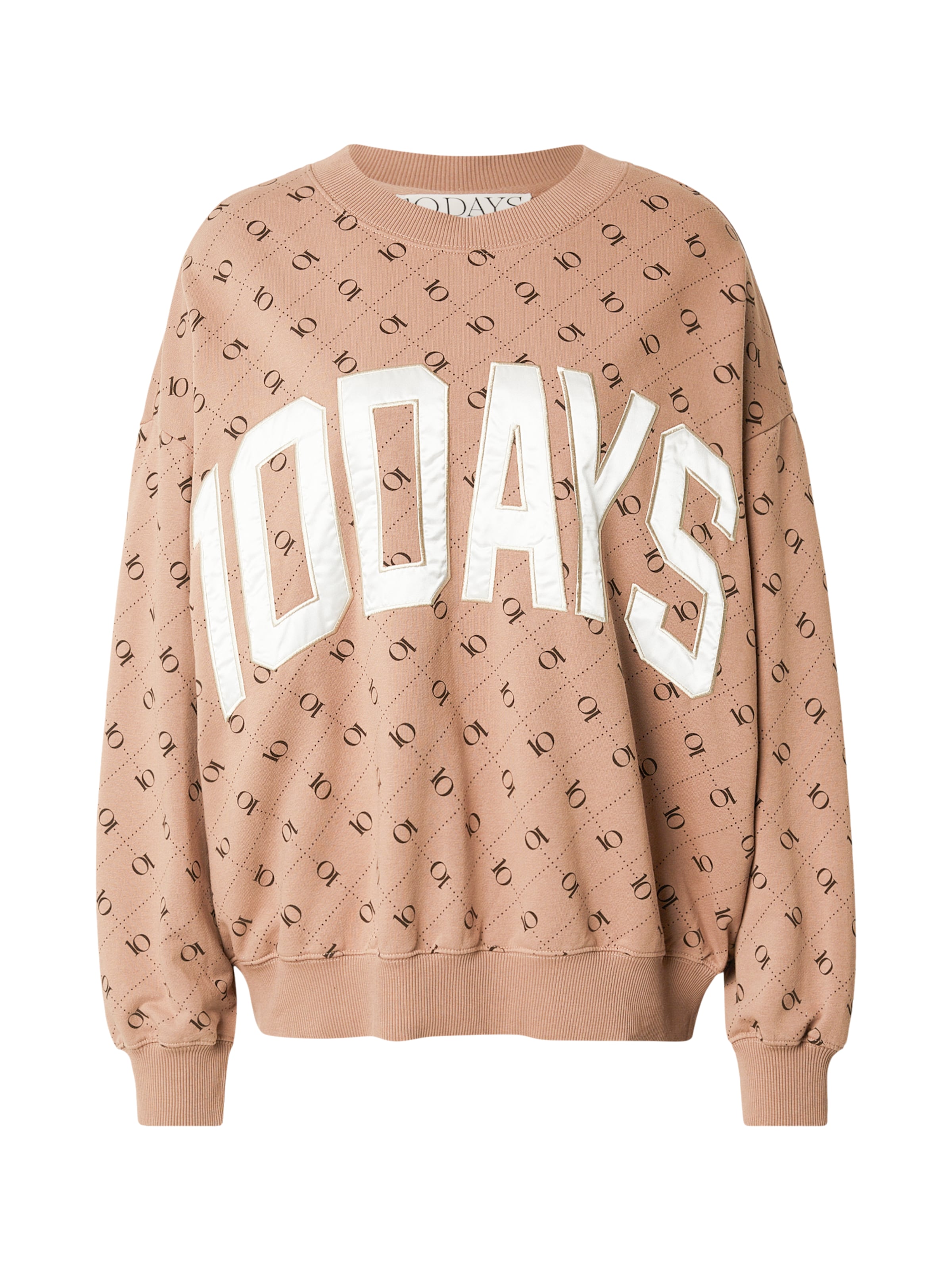 10Days Sweatshirt in de kleur Taupe / Lichtbruin / Donkerbruin / Wit, Productweergave