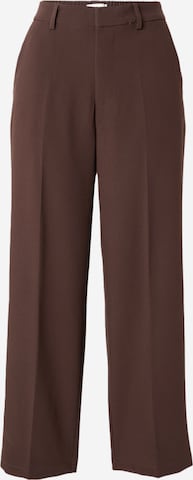 OBJECT Regular Pleated Pants 'Sigrid' in Brown: front