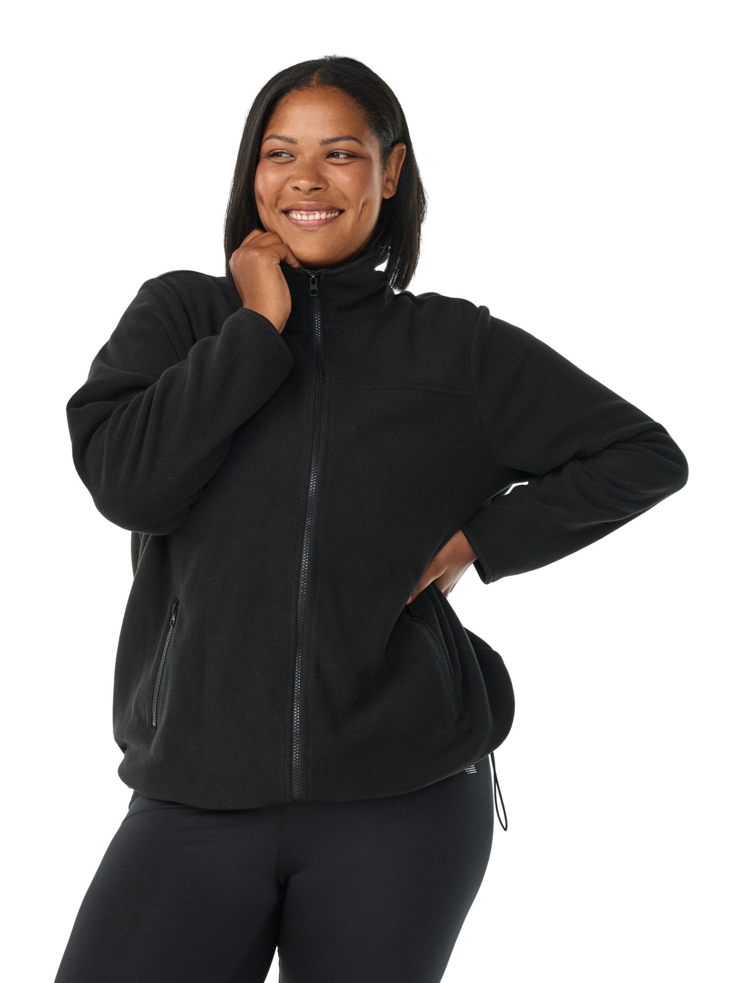 Active by Zizzi Fleece Jacket 'Aodi' in Black: front