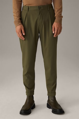 STRELLSON Regular Pleat-Front Pants 'Louis' in Green: front