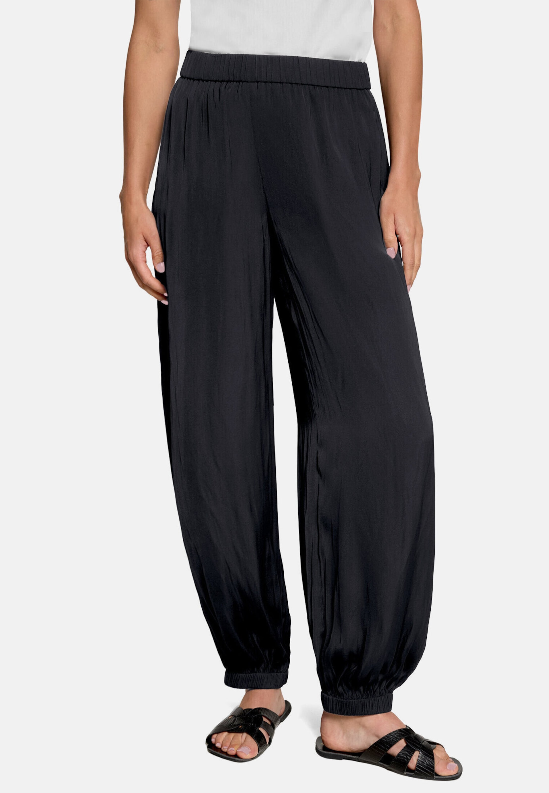 zero Slimfit Schlupfhose mit elastischem Bund in Schwarz