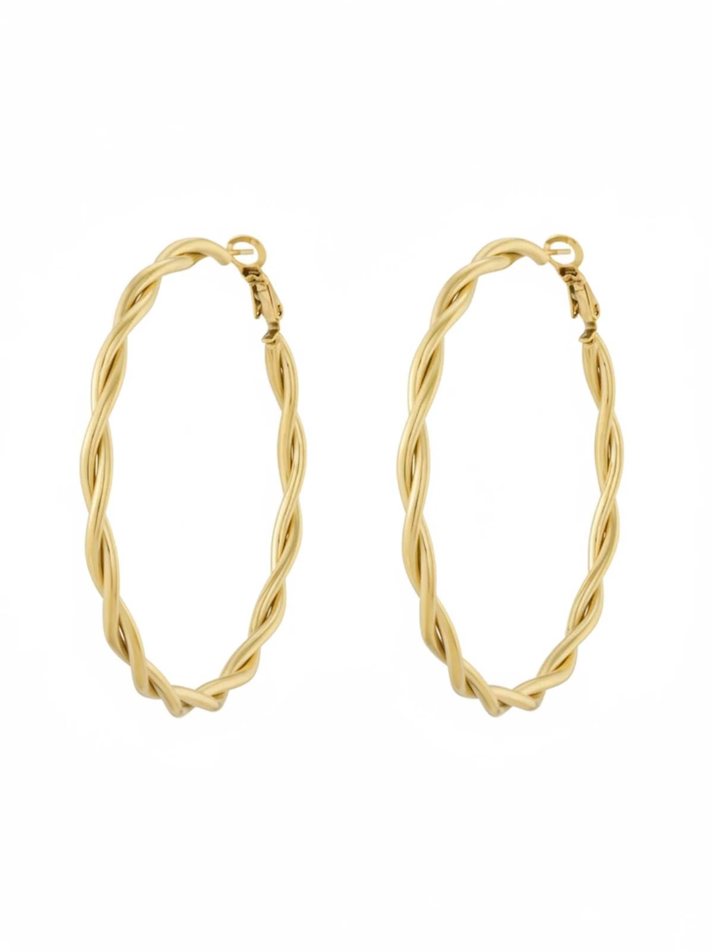 Cala Rose Oorbellen 'TWIST HALO' in Goud: voorkant