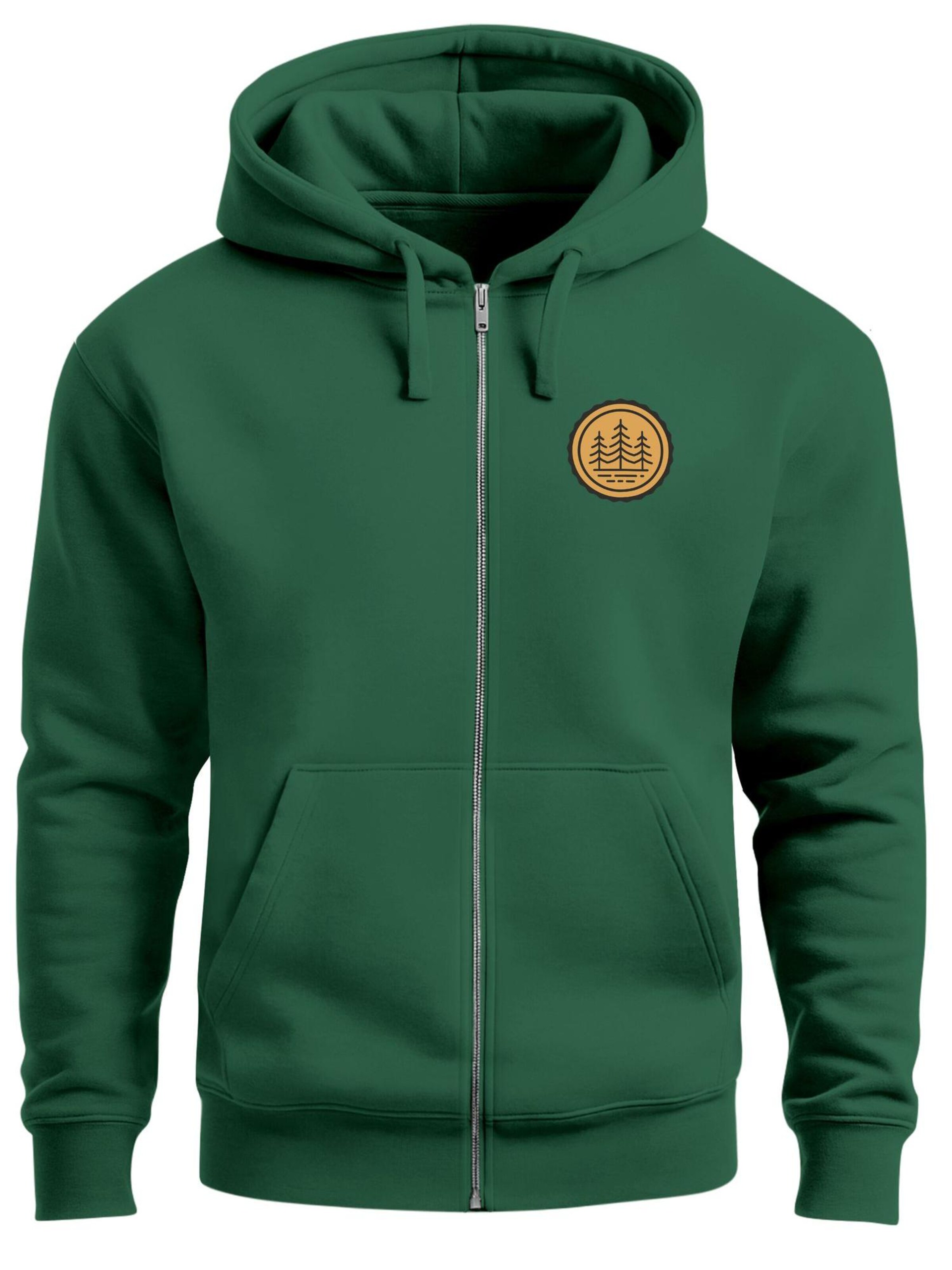 Neverless Sweatjacke 'Bäume Badge'‌‌‌‌‌‌‌‌ in Grün: Vorderseite