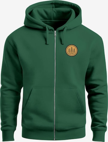 Neverless Sweatjacke 'Bäume Badge' in Grün: Vorderseite