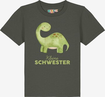 T-Shirt 'Dinosaurier Kleine Schwester' watabout.kids en vert : devant