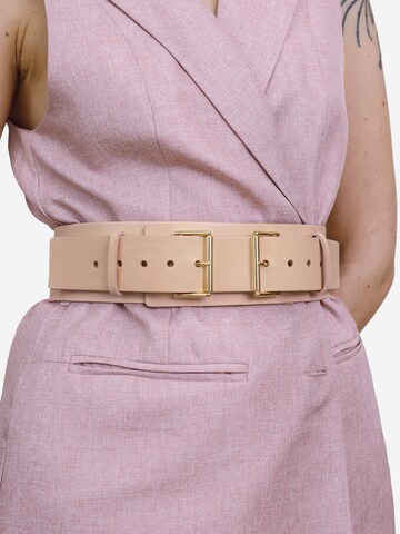 Haute Cuir Riem 'Double Buckle' in Beige