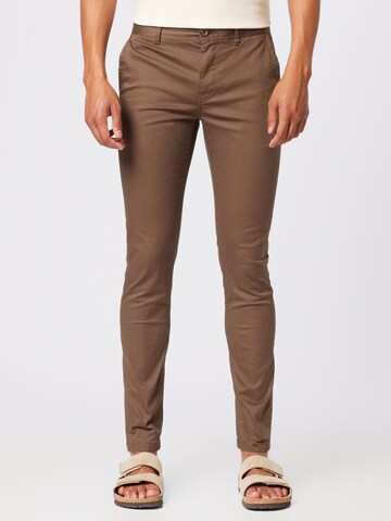 Coupe slim Pantalon chino SCOTCH & SODA en marron : devant