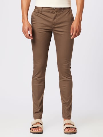 SCOTCH & SODA Slim fit Chino trousers in Brown: front