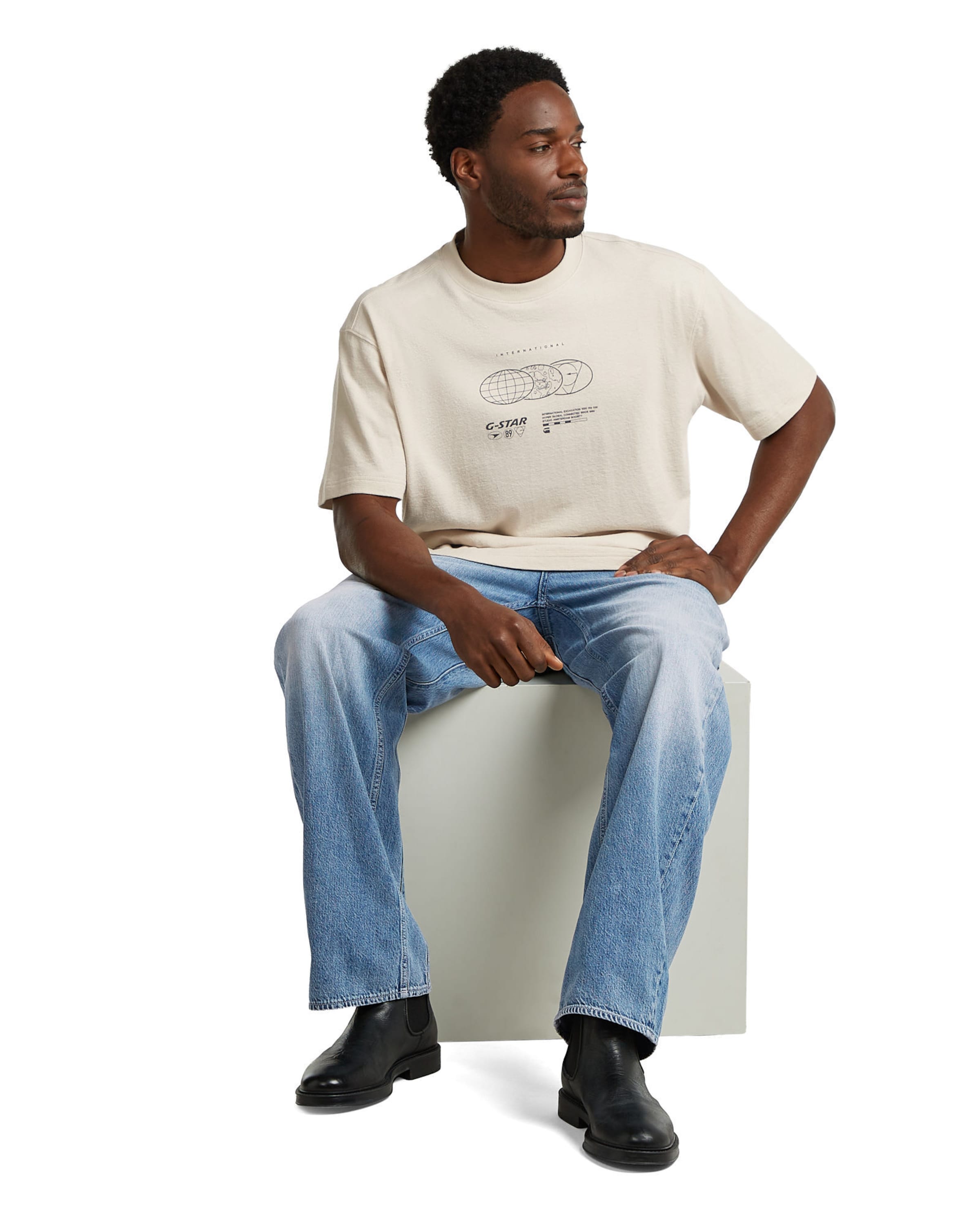 G-STAR T-Shirt - 'Globes Relaxed T-Shirt' in Weiß