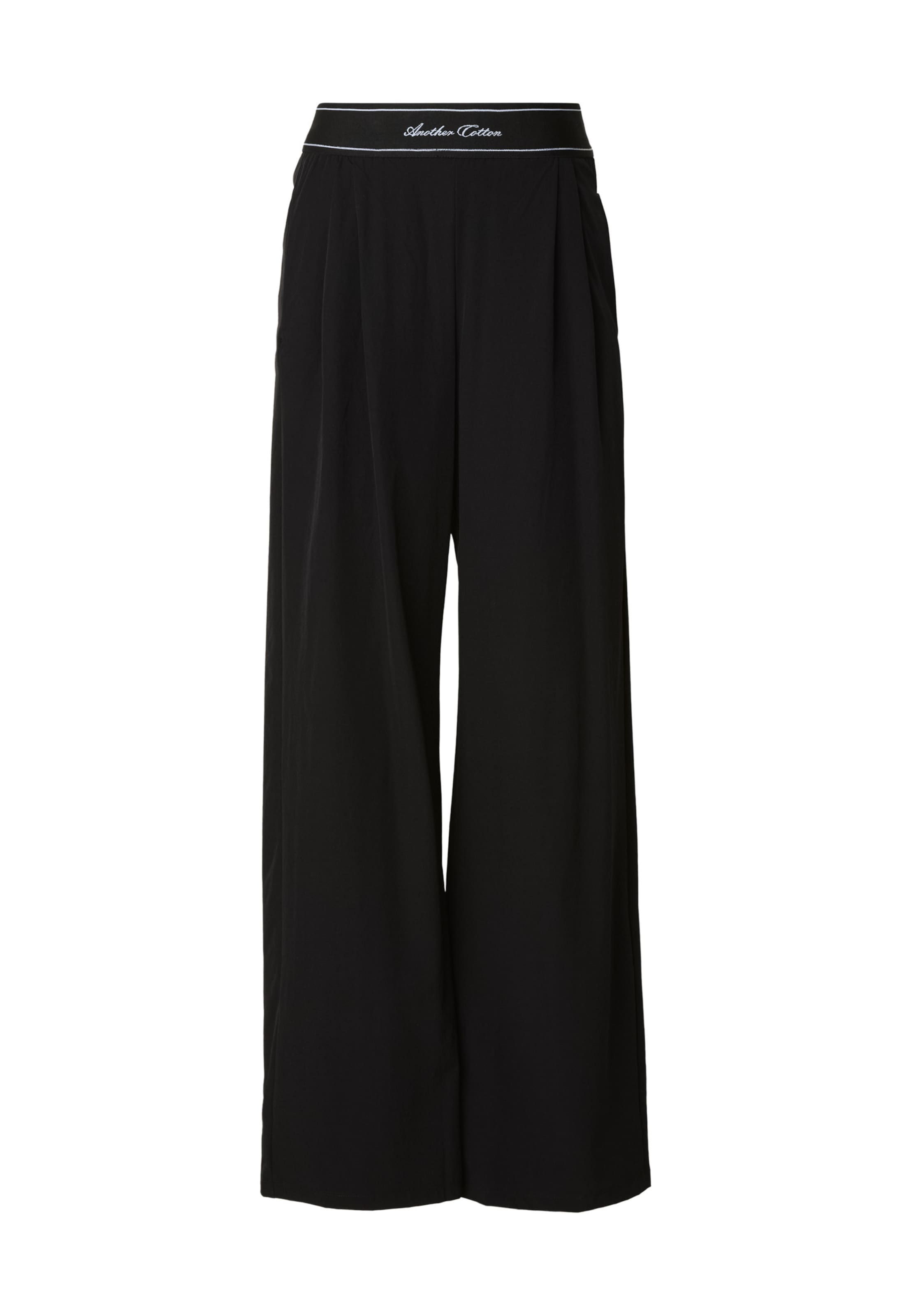 Another Cotton Lab Wide leg Bandplooibroek in Zwart: voorkant