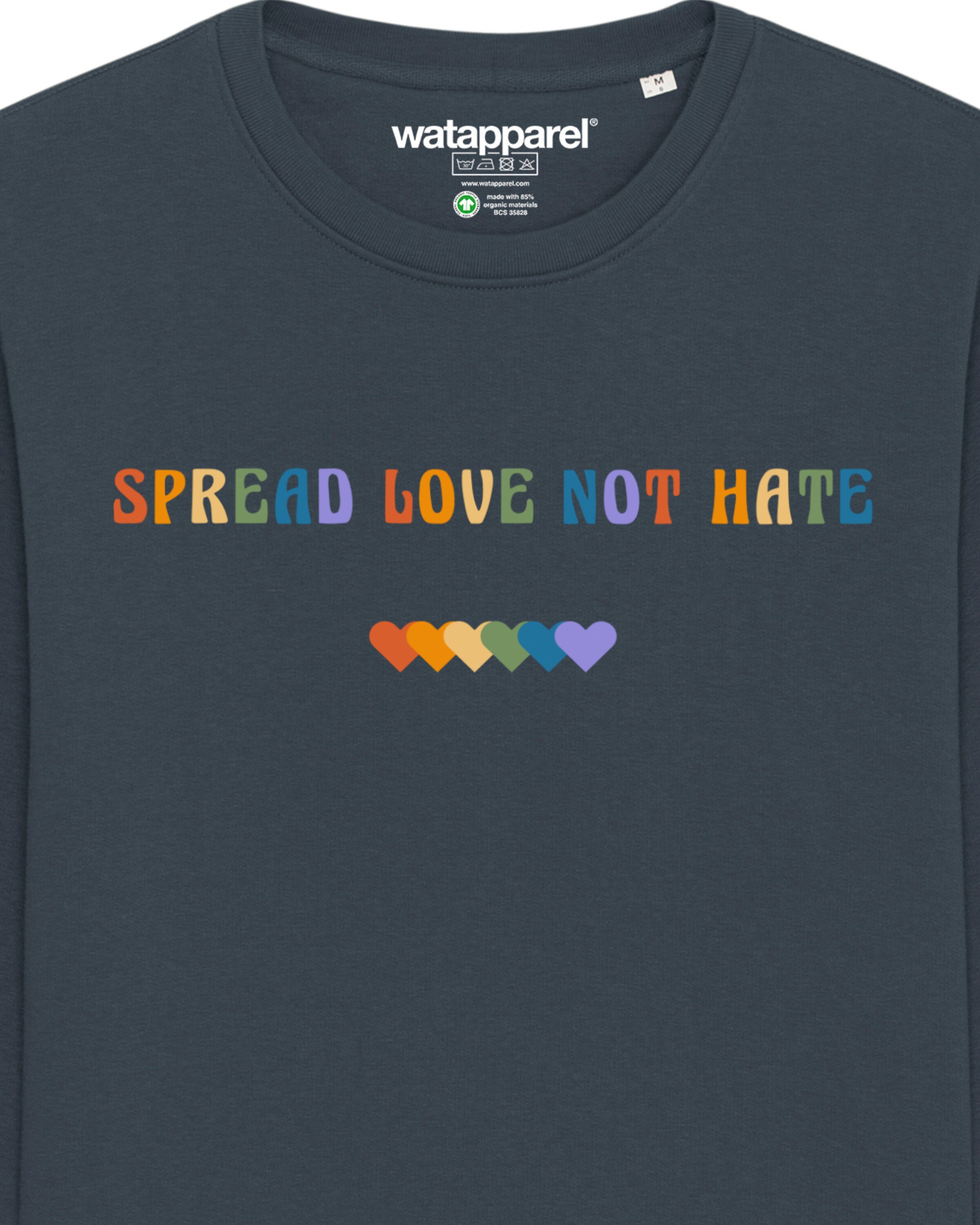 Felpa ' Spread Love not Hate ' di Watapparel in grigio
