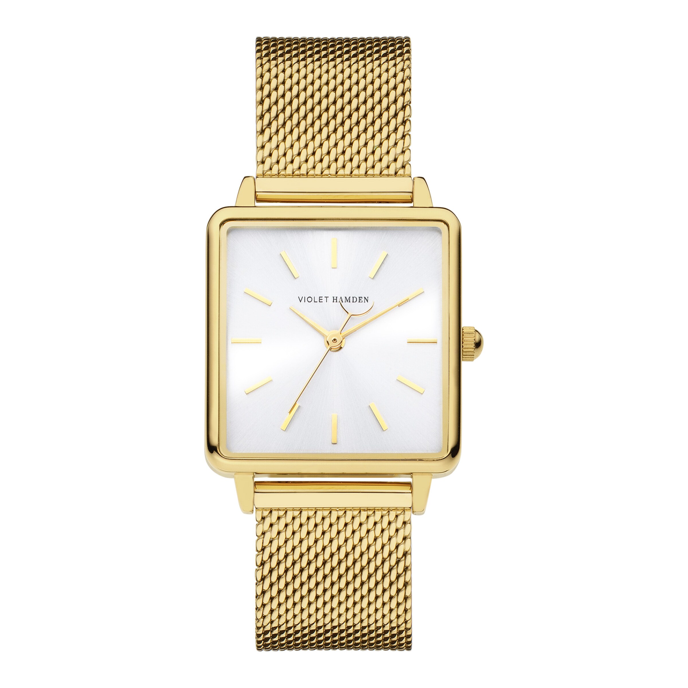 Violet Hamden Analoguhr in Gold: Vorderseite