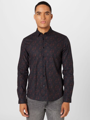 Le Temps Des Cerises Slim fit Button Up Shirt 'BRIAR' in Black: front