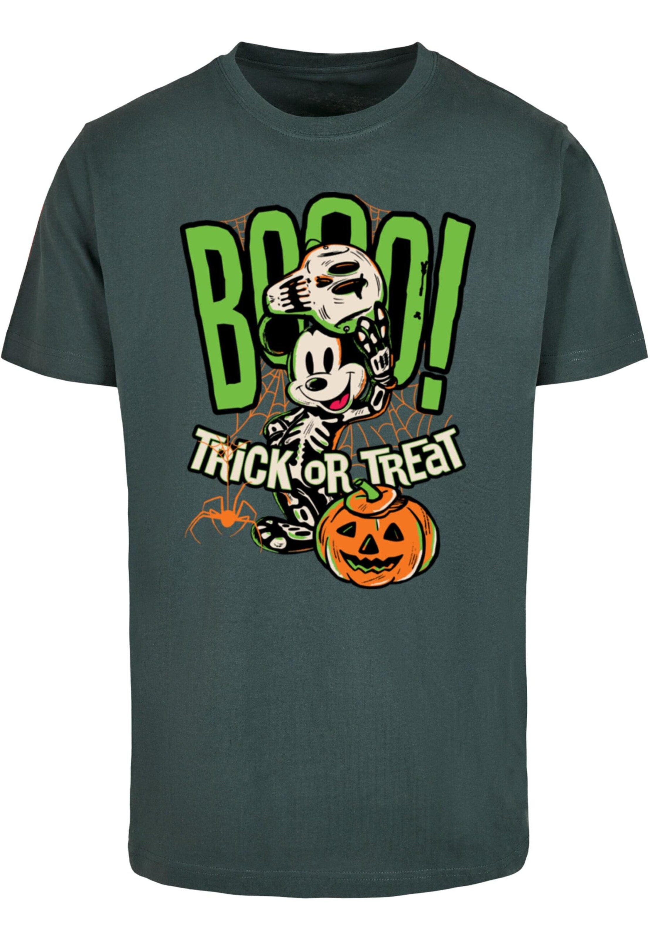 Maglietta 'Mickey Mouse - Halloween Booo Trick Or Treat' di ABSOLUTE CULT in verde: frontale