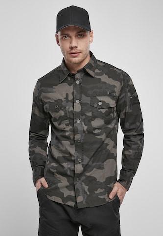 Brandit Regular fit Button Up Shirt in Green: front