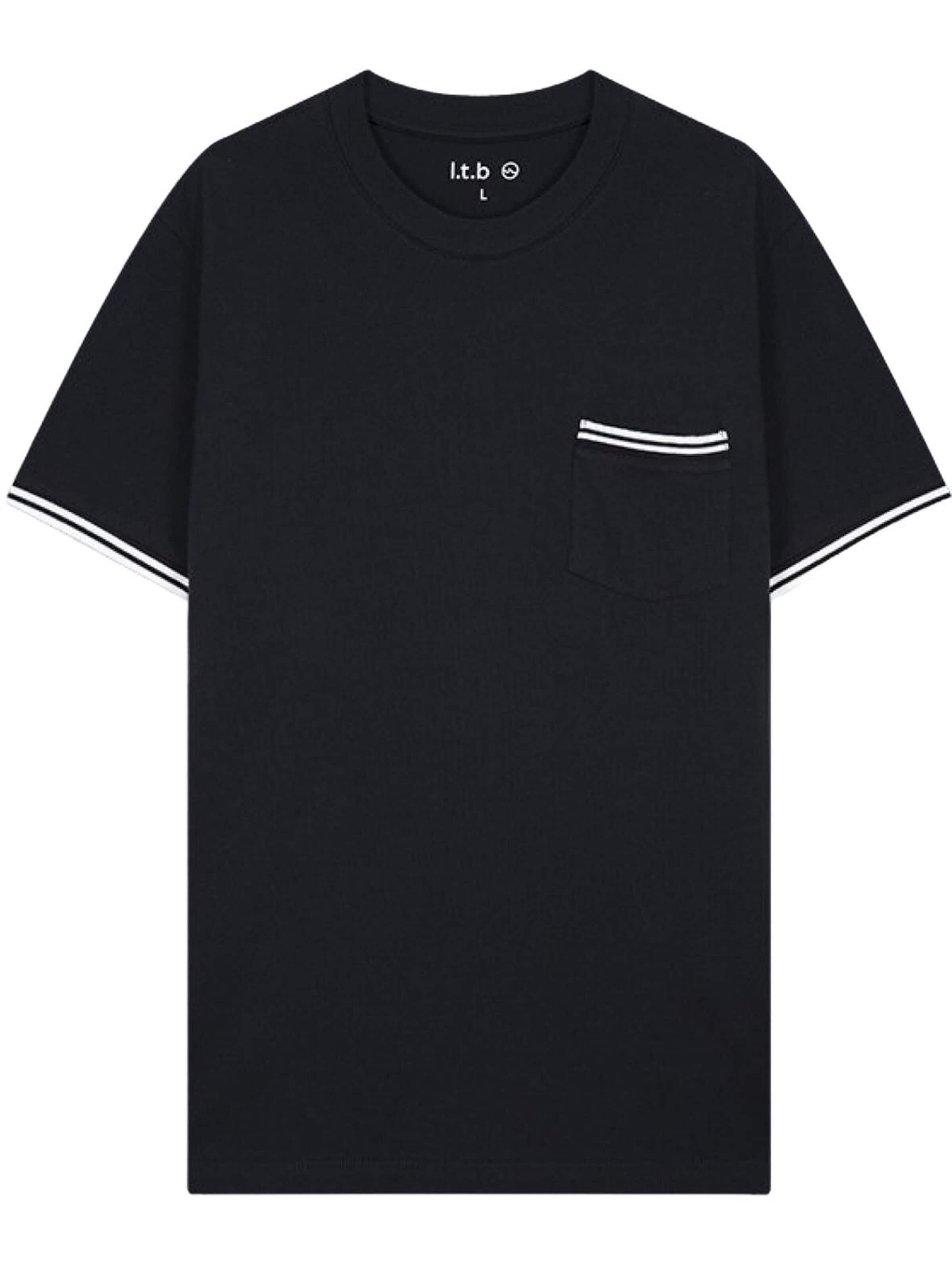 LTB Jeans Shirt 'LTB Jeans T-Shirt mit kontrastierenden Piqué-Details' in Black: front