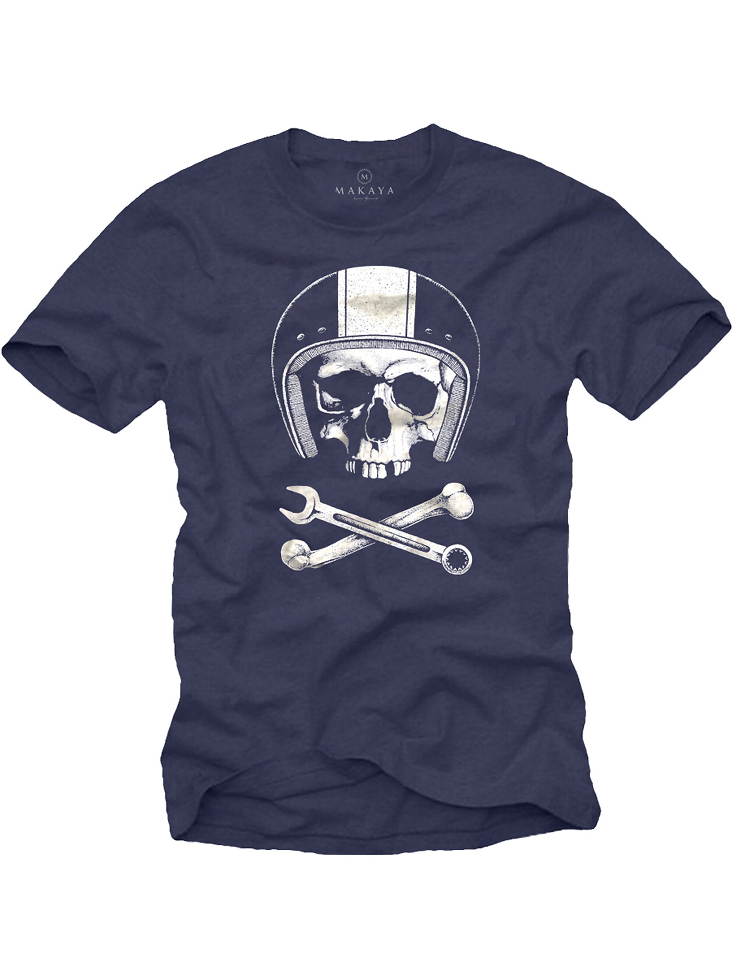 MAKAYA Shirt 'Mechanic Skull' in Blue: front