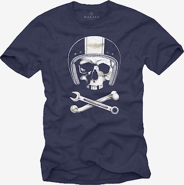 MAKAYA Shirt 'Mechanic Skull' in Blue: front