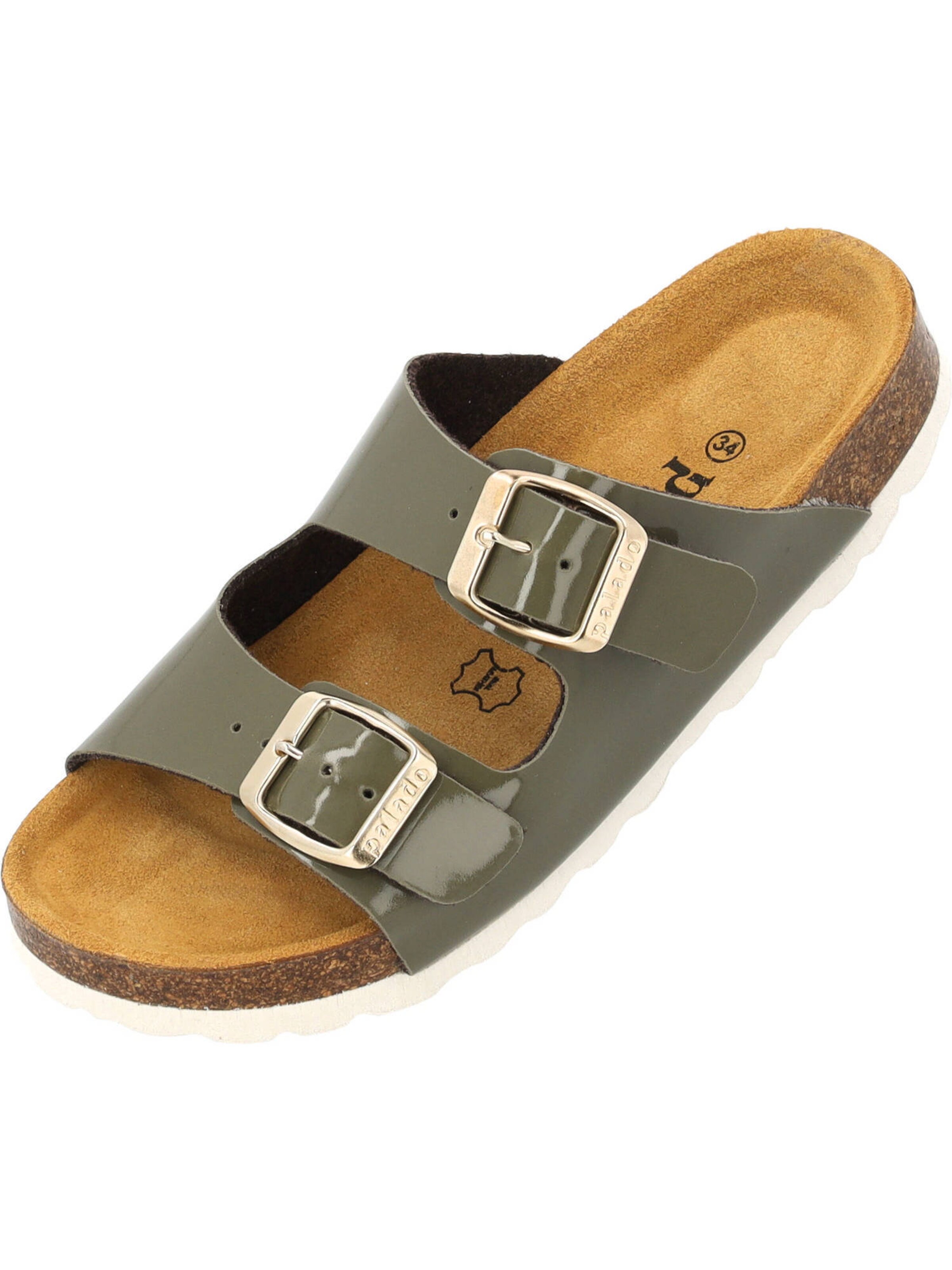 Palado Pantolette 'Korfu' in Grün: Vorderseite