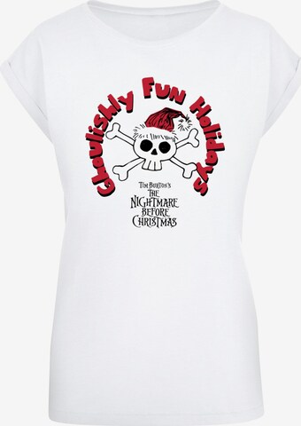 ABSOLUTE CULT Shirt 'The Nightmare Before Christmas - Ghoulishly Fun Holidays' in White: front