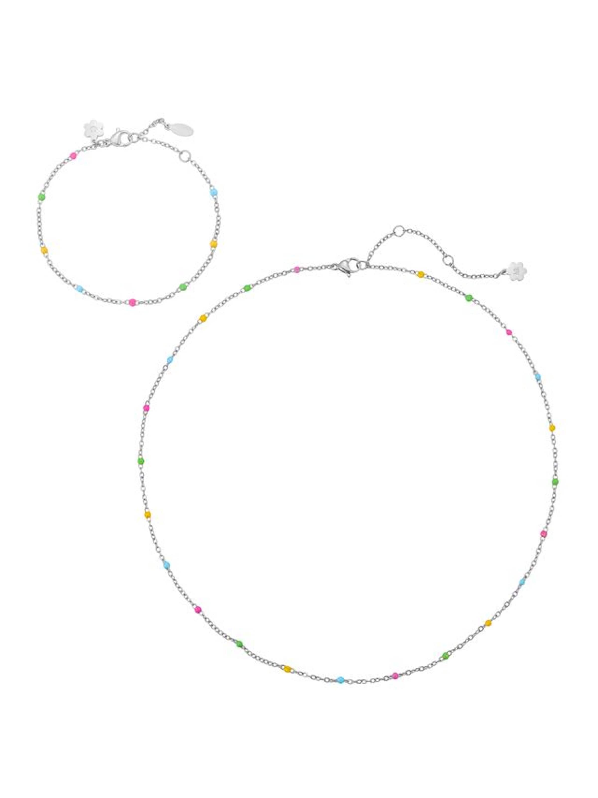 Hey Happiness - Conjunto de joyería 'Color Duo' en plata: frente