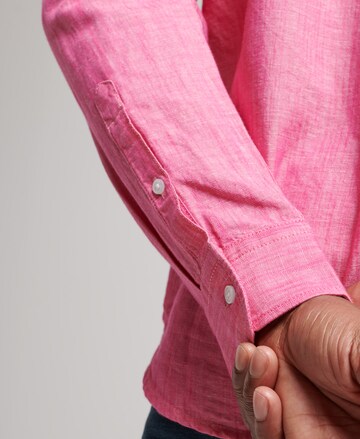 Superdry Regular fit Button Up Shirt in Pink