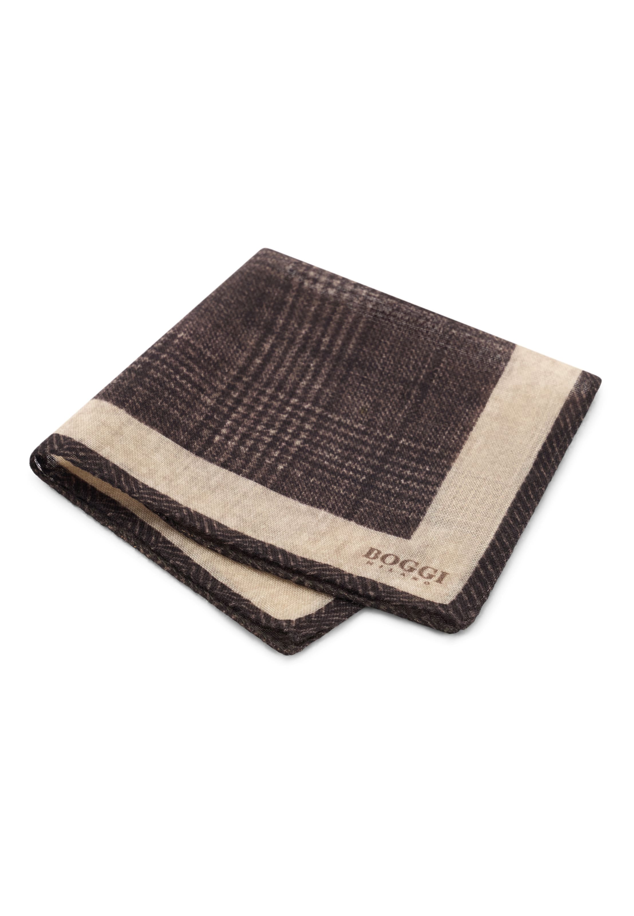 Boggi Milano ' Pocket Square Prince of Wales Check Wool ' in Braun: Vorderseite