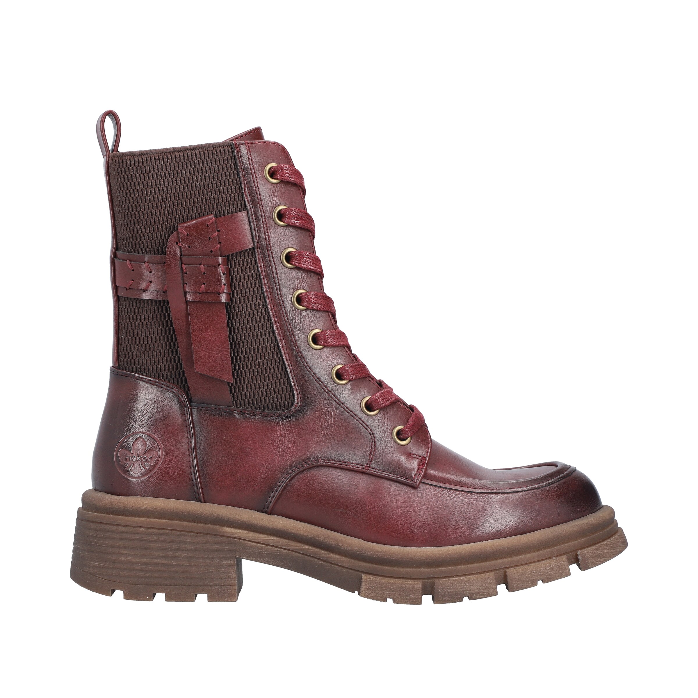 Rieker Lace-Up Ankle Boots in Red