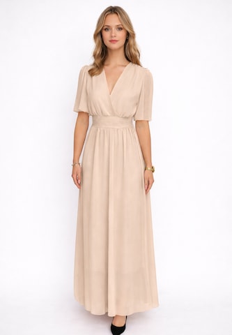 Abito da sera di Elara in beige: frontale