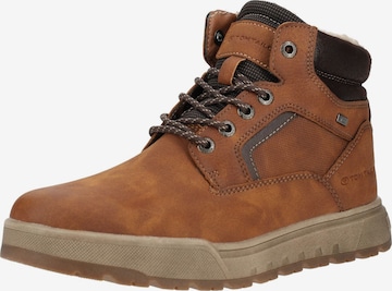 TOM TAILOR Lace-Up Boots in Brown: front