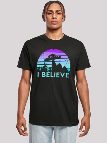 T-Shirt 'I Believe UFO Alien Raumschiff Retro' F4NT4STIC en noir : devant