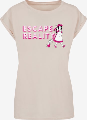 T-shirt 'Alice im Wunderland Escape Reality' F4NT4STIC en beige : devant