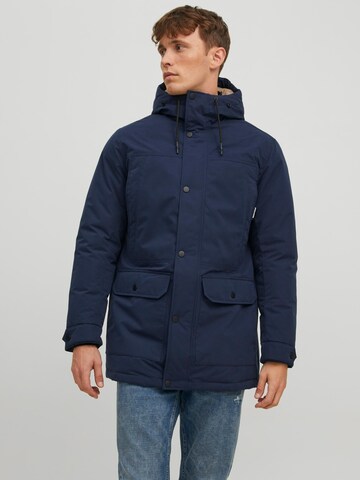 JACK & JONES Winter Parka in Blue: front