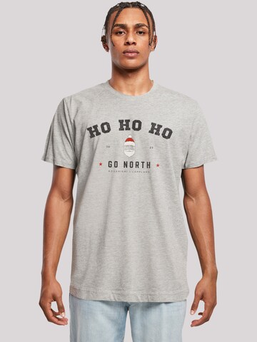F4NT4STIC Shirt 'Ho Ho Ho Santa Claus' in Grijs: voorkant