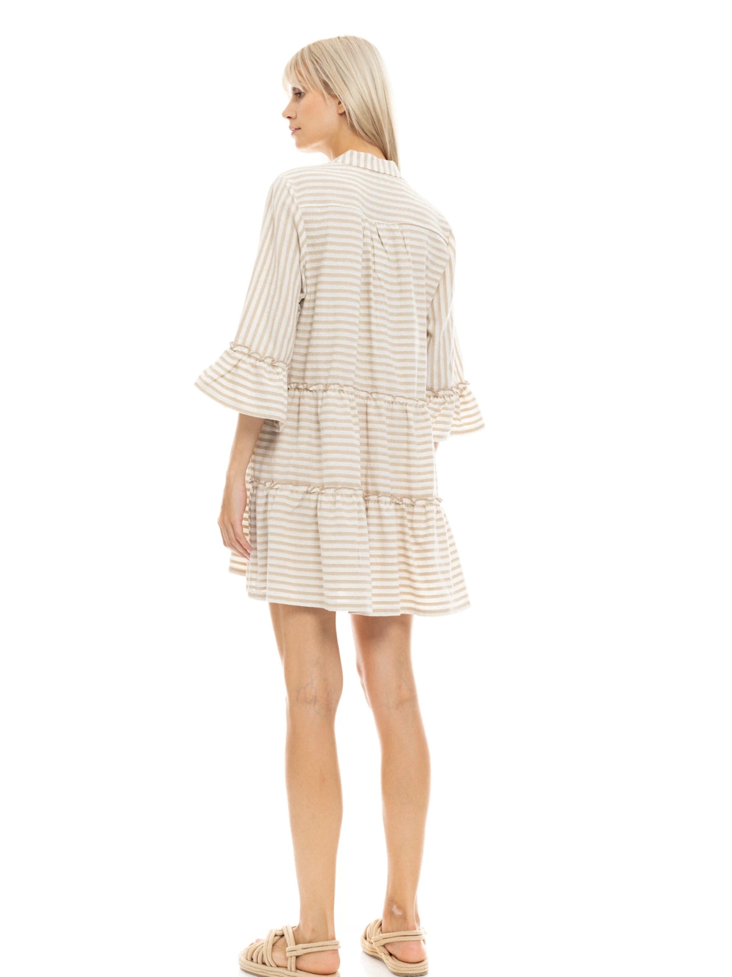 Pink Label Καλοκαιρινό φόρεμα 'BEACHWEAR STRIPE SAND' σε μπεζ