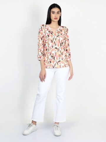 VICCI Germany Blusenshirt, Tunikaausschnitt mit verkürzter Knopfleiste in Rot