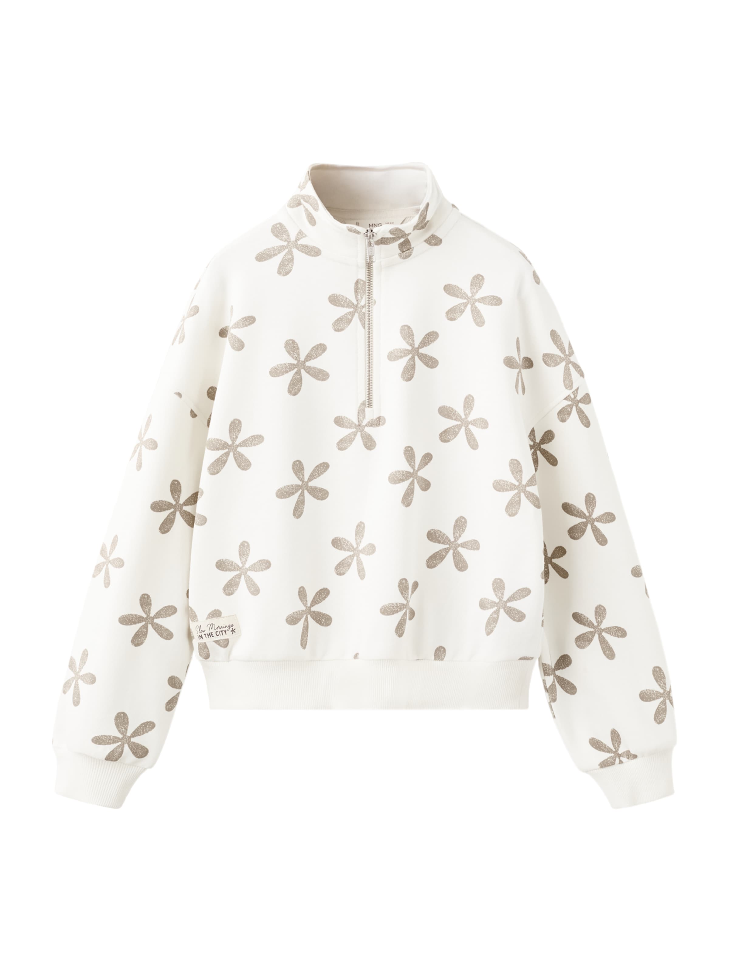 MANGO KIDS Sweatshirt 'ZIPY' in Wit: voorkant