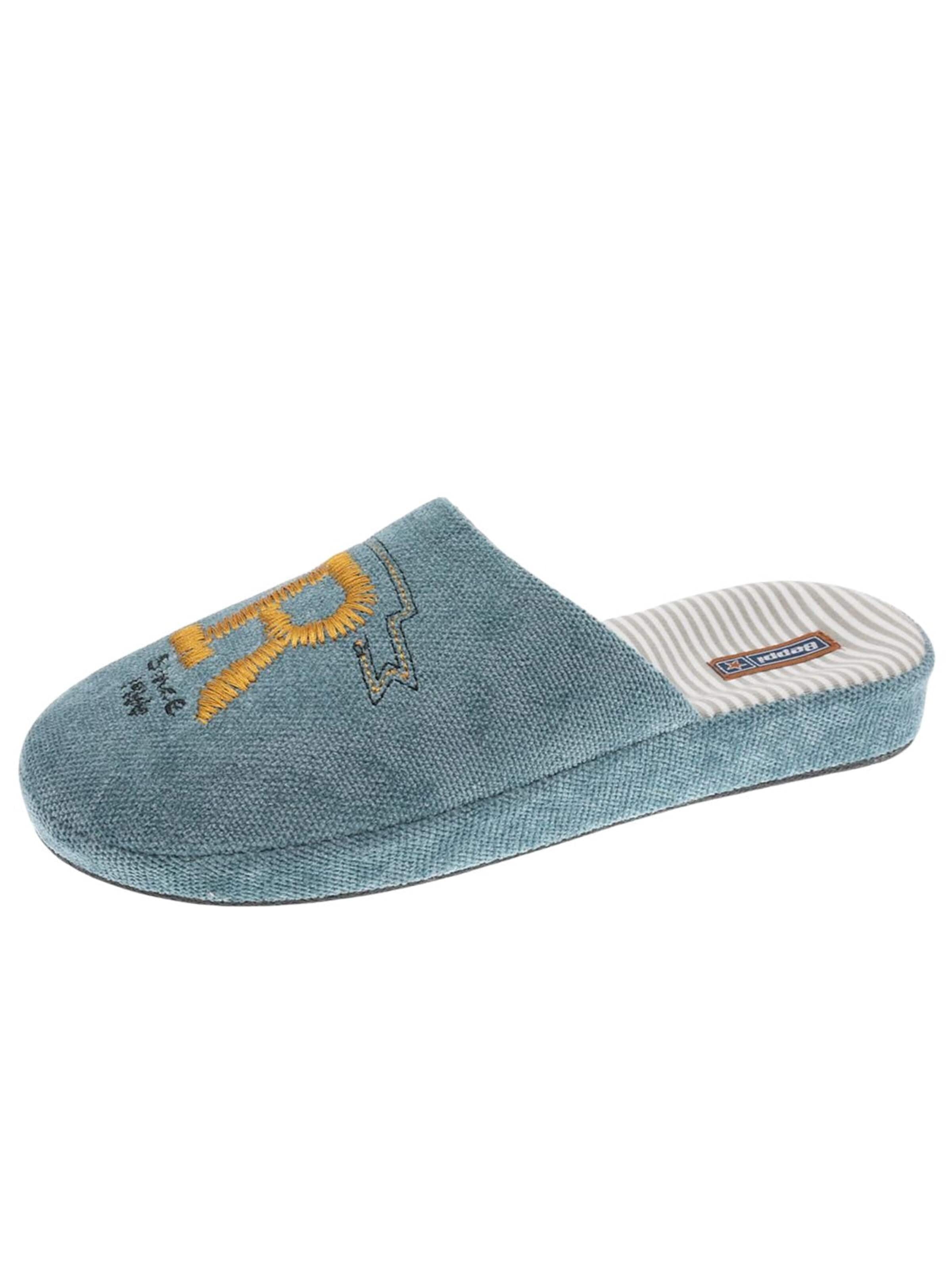Beppi Hausschuh in Blau: Vorderseite