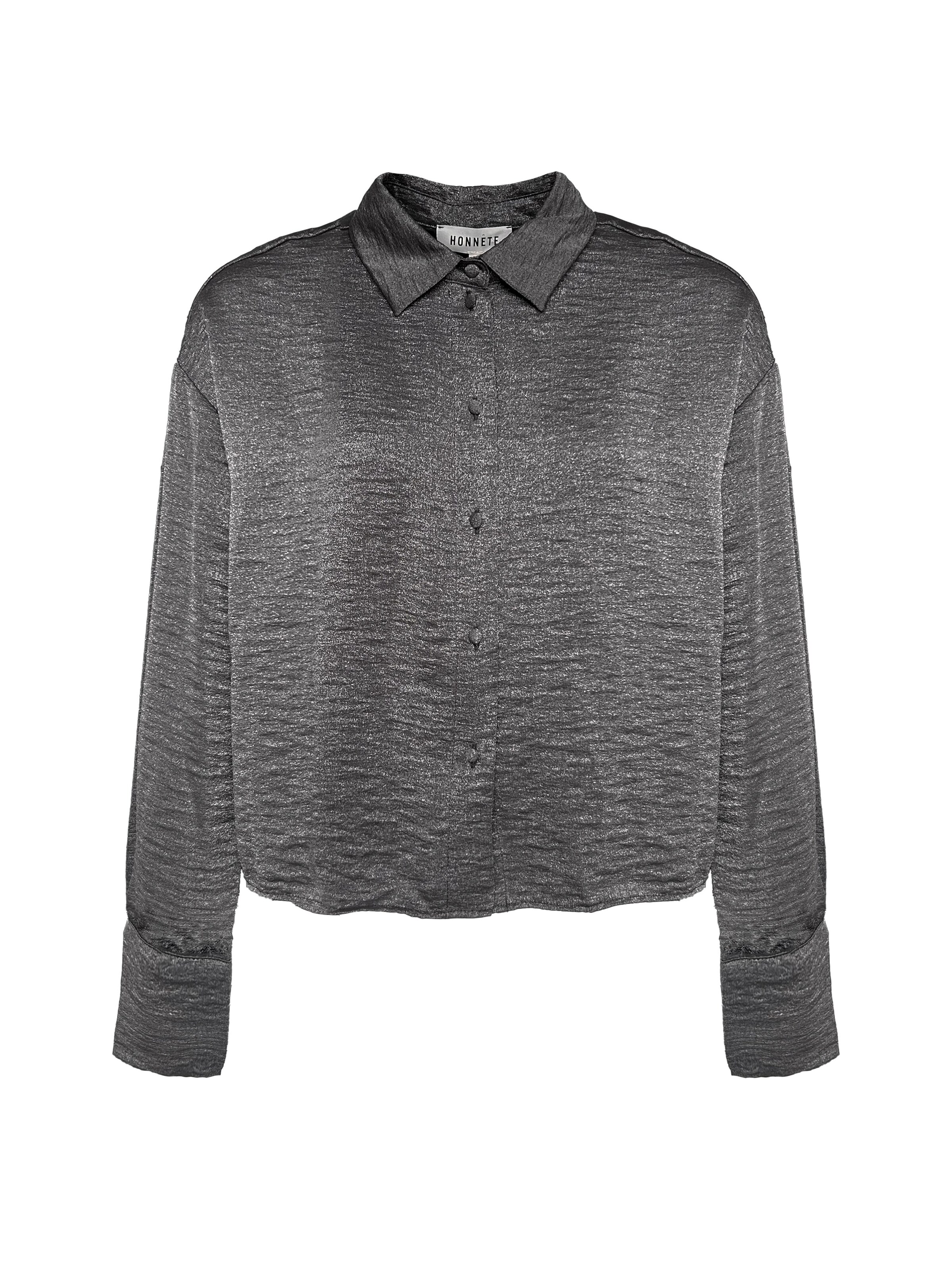 Honnête Atelier Blouse 'Zahara' in Grijs: voorkant