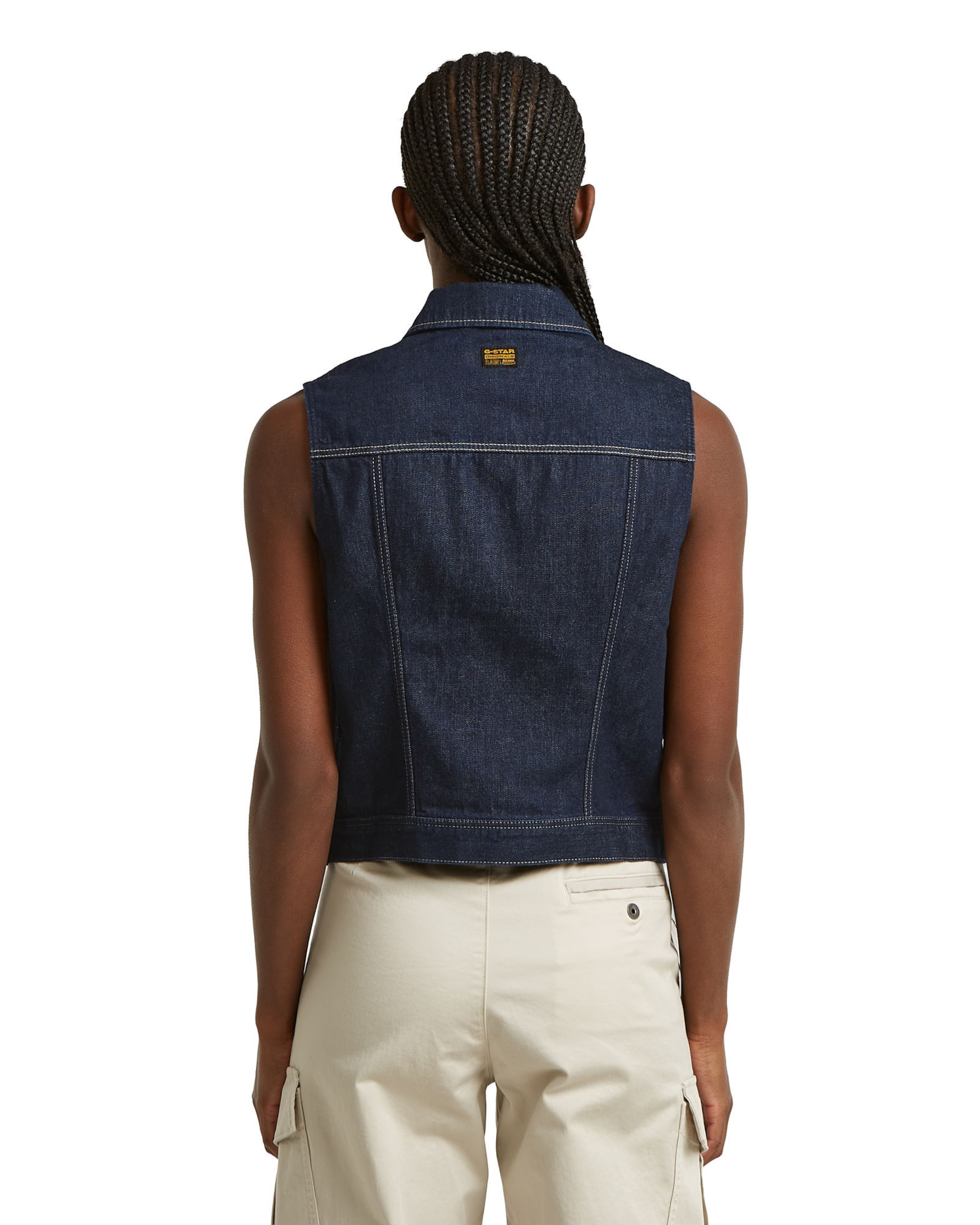 G-STAR Jacket - 'Pitched Hem Slim Vest' in Blau