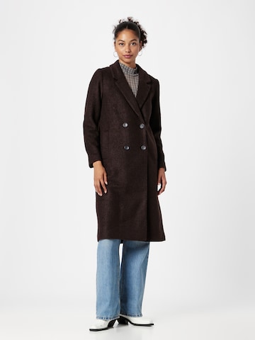 Monki Between-Seasons Coat in Brown: front