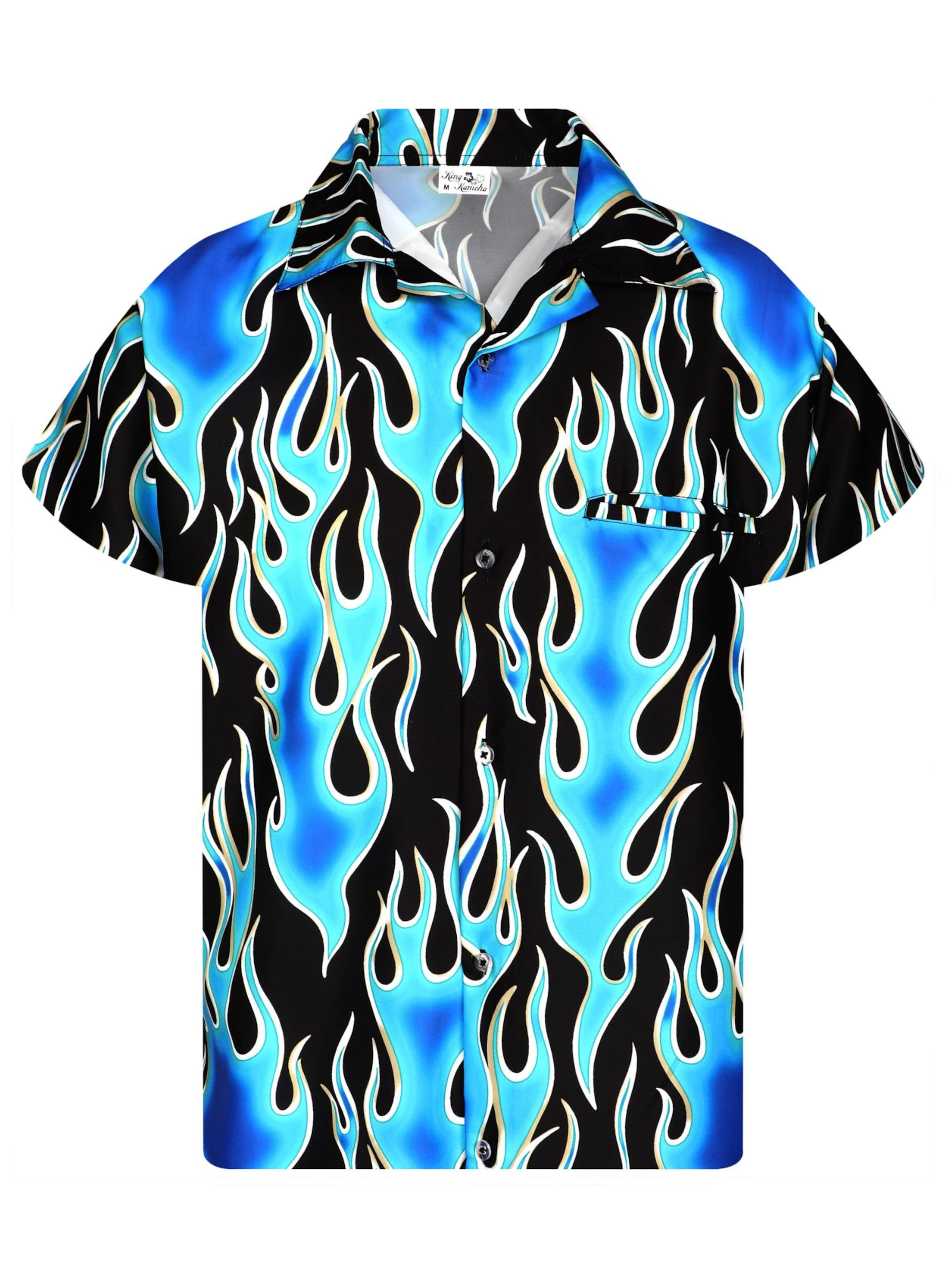 King Kameha Shirt 'Flames Wild'‌‌‌ in Blau: Vorderseite