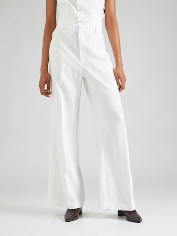 Polo Ralph Lauren Široke hlačnice Hlače na rob | bela barva: sprednja stran