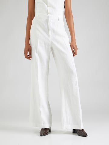 Wide Leg Pantalon à plis Polo Ralph Lauren en blanc : devant